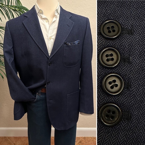 MILLER & SONS MENS BLAZER SIZE 44 BLUE ITALIAN SPORT COAT CASHMERE WOOL JACKET